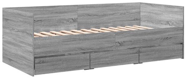 Dnevni krevet s ladicama bez madraca siva boja hrasta 75x190 cm - Siva / 75 x 190 cm