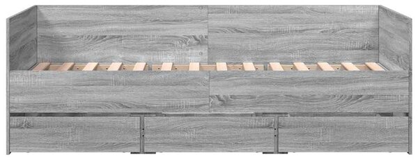 Dnevni krevet s ladicama bez madraca siva boja hrasta 75x190 cm - Siva / 75 x 190 cm