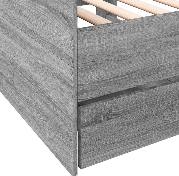 Dnevni krevet s ladicama bez madraca siva boja hrasta 75x190 cm - Siva / 75 x 190 cm