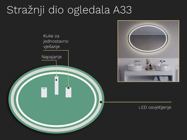 Ovalno ogledalo s LED osvjetljenjem A33