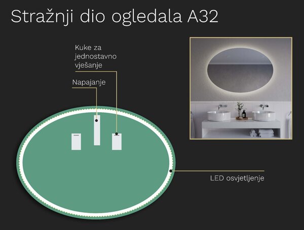 Ovalno ogledalo s LED osvjetljenjem A32