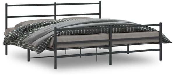 Metalni okvir kreveta s uzglavljem i podnožjem crni 183x213 cm - Crna / 183 x 213 cm