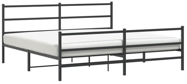 Metalni okvir kreveta s uzglavljem i podnožjem crni 183x213 cm - Crna / 183 x 213 cm