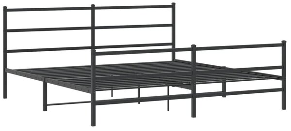 Metalni okvir kreveta s uzglavljem i podnožjem crni 183x213 cm - Crna / 183 x 213 cm
