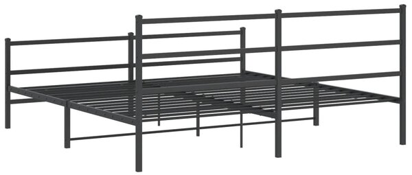 Metalni okvir kreveta s uzglavljem i podnožjem crni 183x213 cm - Crna / 183 x 213 cm