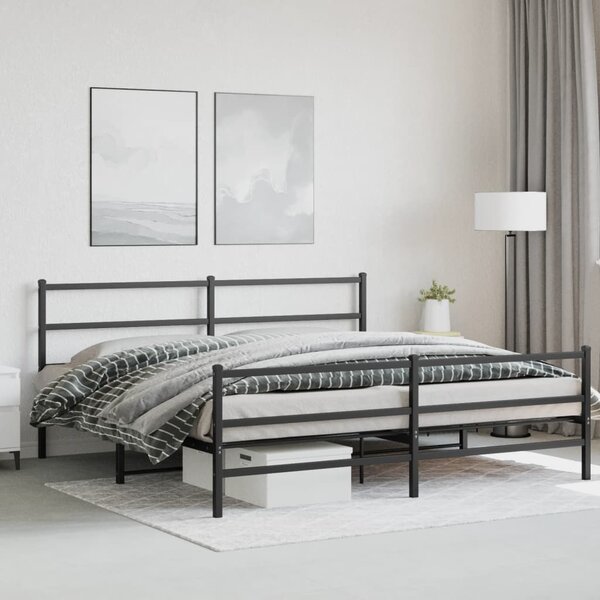 Metalni okvir kreveta s uzglavljem i podnožjem crni 183x213 cm - Crna / 183 x 213 cm