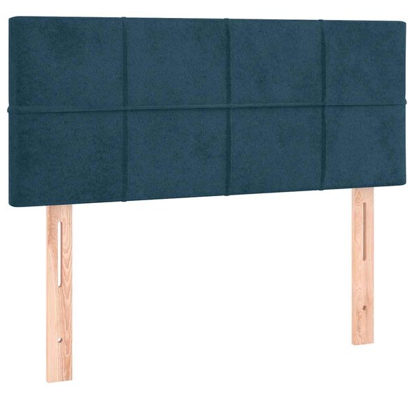 Krevet s oprugama i madracem LED tamnoplavi 120 x 190 cm baršun - Plava / 120 x 190 cm