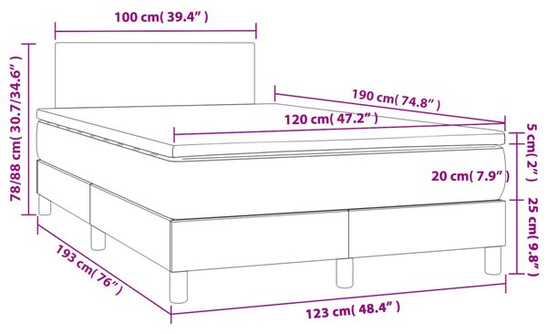 Krevet s oprugama i madracem sivi 120x190 cm od umjetne kože - Siva / 120 x 190 cm