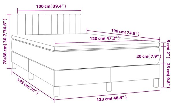 Krevet s oprugama i madracem tamnoplavi 120 x 190 cm baršun - Plava / 120 x 190 cm