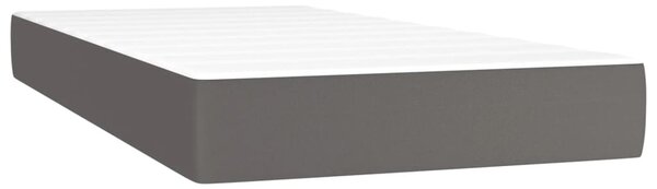 Krevet box spring s madracem LED sivi 90x190 cm od umjetne kože - Siva / 90 x 190 cm