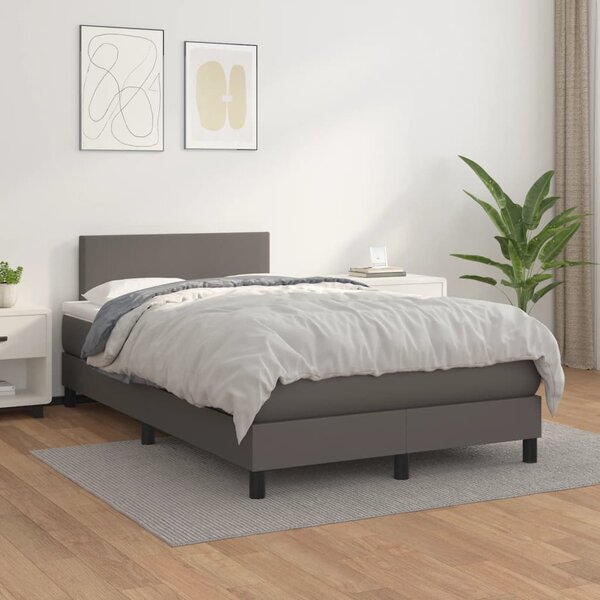 Krevet s oprugama i madracem sivi 120x190 cm od umjetne kože - Siva / 120 x 190 cm