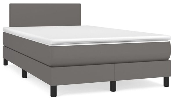 Krevet s oprugama i madracem sivi 120x190 cm od umjetne kože - Siva / 120 x 190 cm