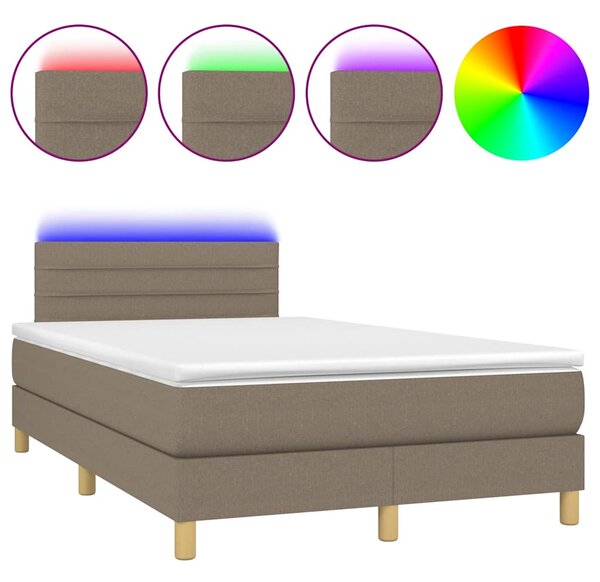 Krevet s oprugama i madracem LED smeđesivi 120x190cm od tkanine - Tupe / 120 x 190 cm