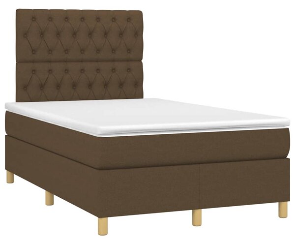 Krevet s oprugama i madracem LED tamnosmeđi 120x190 cm tkanina - Smeđa / 120 x 190 cm