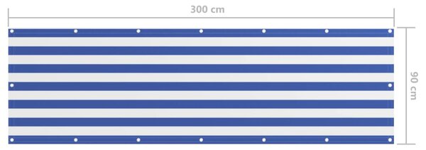 Balkonski zastor bijelo-plavi 90 x 300 cm od tkanine Oxford - Plava / 90 x 300 cm