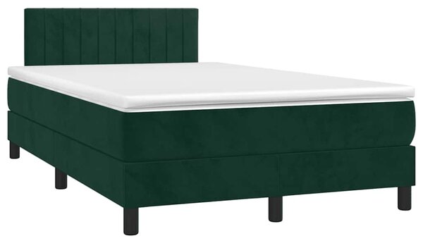 Krevet box spring s madracem tamnozeleni 120x190 cm baršunasti - Zelena / 120 x 190 cm