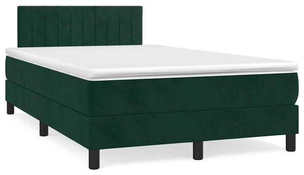 Krevet box spring s madracem tamnozeleni 120x190 cm baršunasti - Zelena / 120 x 190 cm