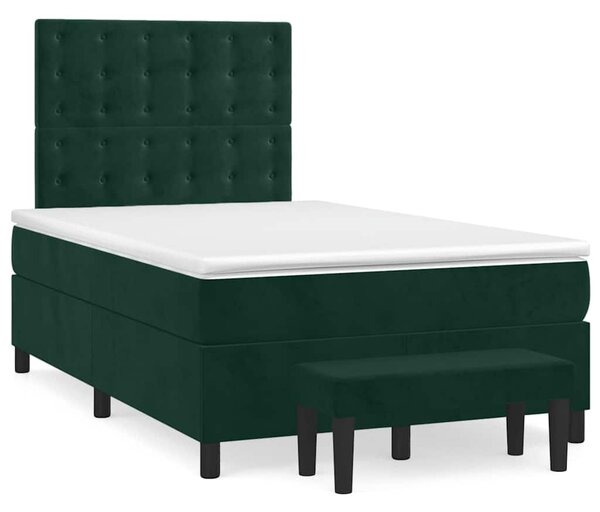 Krevet box spring s madracem tamnozeleni 120x190 cm baršunasti - Zelena / 120 x 190 cm