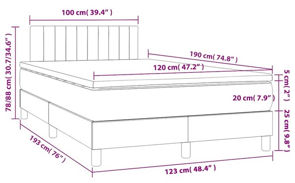 Krevet box spring s madracem tamnozeleni 120x190 cm baršunasti - Zelena / 120 x 190 cm