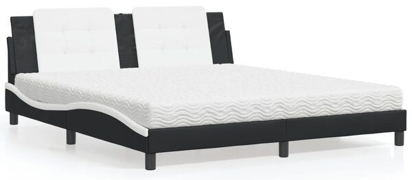 Krevet s madracem Zadar crno-bijeli 180 x 200 cm od umjetne kože - Crna / 180 x 200 cm