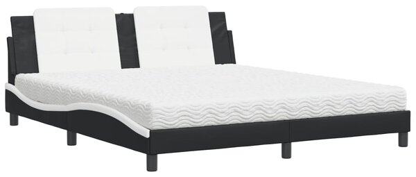 Krevet s madracem Zadar crno-bijeli 180 x 200 cm od umjetne kože - Crna / 180 x 200 cm