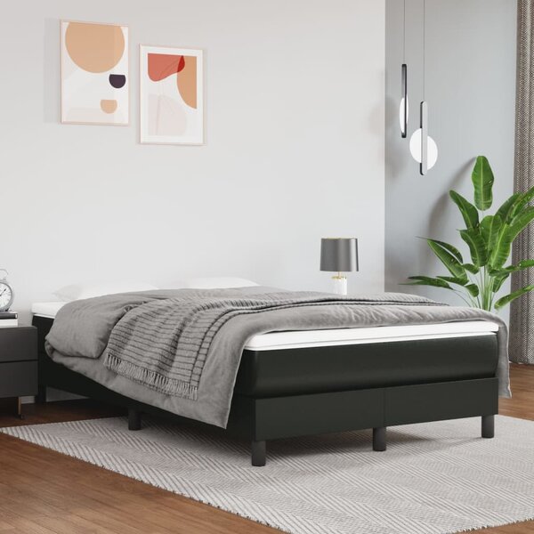 Krevet s oprugama i madracem crni 120x190 cm od umjetne kože - Crna / 120 x 190 cm