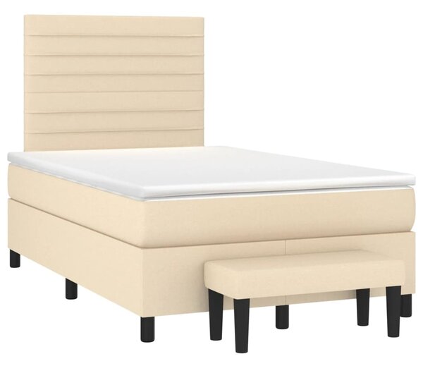 Krevet box spring s madracem krem 120 x 190 cm od tkanine - Krema / 120 x 190 cm