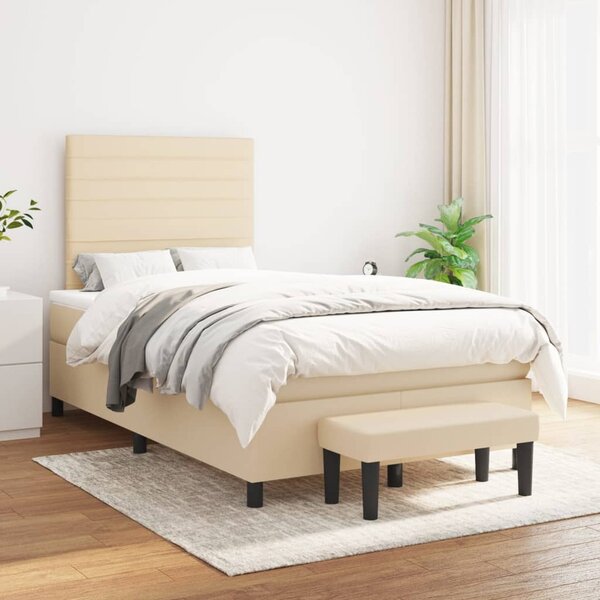 Krevet box spring s madracem krem 120 x 190 cm od tkanine - Krema / 120 x 190 cm