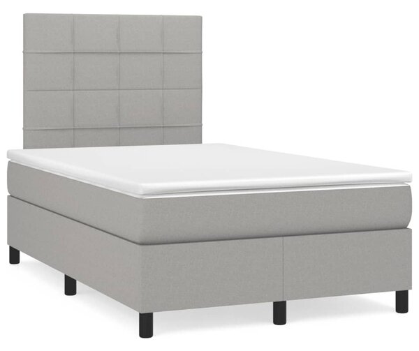 Krevet s oprugama i madracem svjetlosivi 120x190 cm od tkanine - Siva / 120 x 190 cm