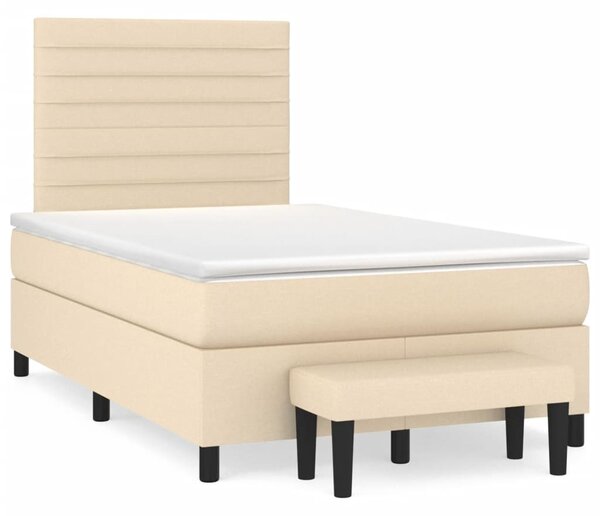 Krevet box spring s madracem krem 120 x 190 cm od tkanine - Krema / 120 x 190 cm