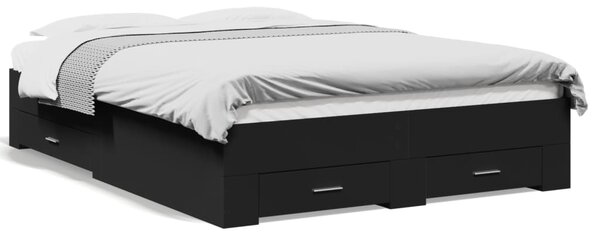 Okvir kreveta s ladicama crni 135 x 190 cm konstruirano drvo - Crna / 135 x 190 cm