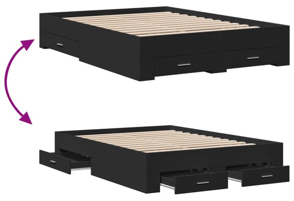 Okvir kreveta s ladicama crni 135 x 190 cm konstruirano drvo - Crna / 135 x 190 cm