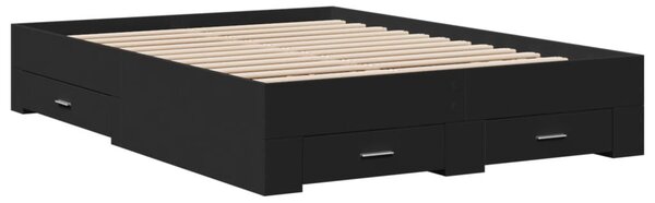 Okvir kreveta s ladicama crni 135 x 190 cm konstruirano drvo - Crna / 135 x 190 cm