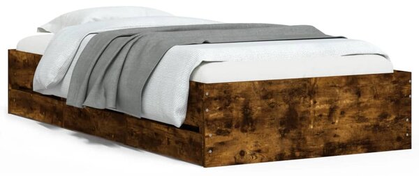 Okvir kreveta s ladicama boja dimljenog hrasta 75x190 cm drveni - Smeđa / 75 x 190 cm