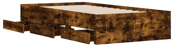 Okvir kreveta s ladicama boja dimljenog hrasta 75x190 cm drveni - Smeđa / 75 x 190 cm