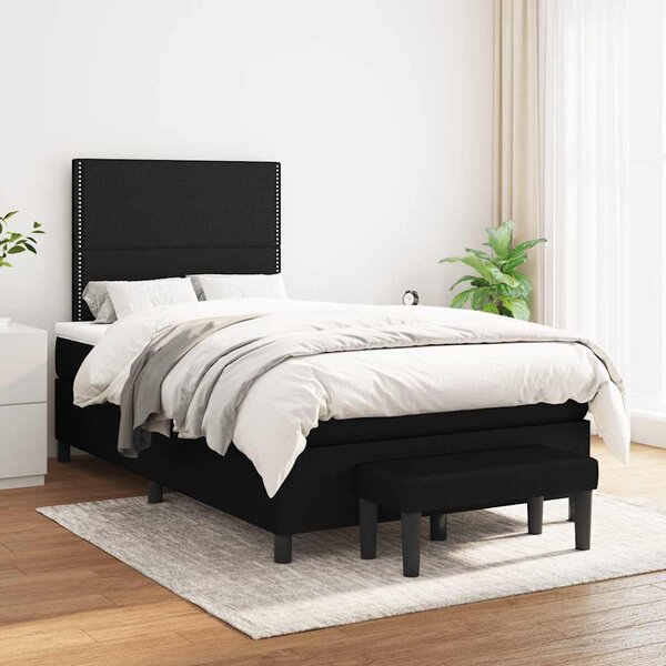 Krevet box spring s madracem crni 120 x 190 cm od tkanine - Crna / 120 x 190 cm