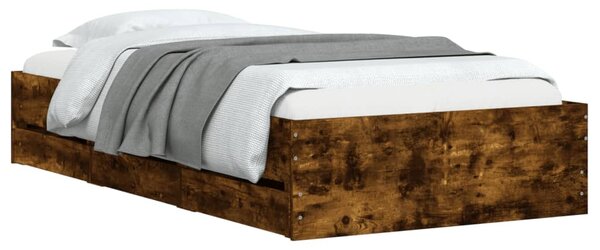 Okvir kreveta s ladicama boja dimljenog hrasta 75x190 cm drveni - Smeđa / 75 x 190 cm