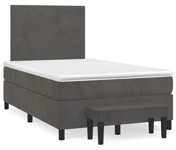Krevet box spring s madracem tamnosivi 120 x 190 cm baršun - Siva / 120 x 190 cm