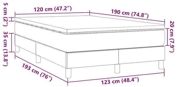 Krevet box spring s madracem tamnosivi 120 x 190 cm tkanina - Siva / 120 x 190 cm