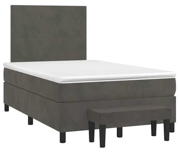 Krevet box spring s madracem tamnosivi 120 x 190 cm baršun - Siva / 120 x 190 cm