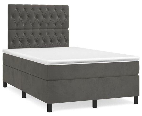 Krevet box spring s madracem tamnosivi 120 x 190 cm baršun - Siva / 120 x 190 cm