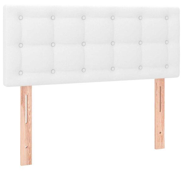 Krevet box spring s madracem LED bijeli 120x190 cm umjetna koža - Bijela / 120 x 190 cm