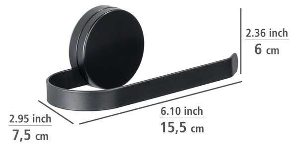 Crni držač za toalet papir Wenko Static-Loc® Pavia
