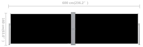 Uvlačiva bočna tenda 160 x 600 cm crna - Crna / 160 x 600 cm