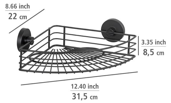Crna kutna polica za kupaonicu Wenko Vacuum-Loc® Bari