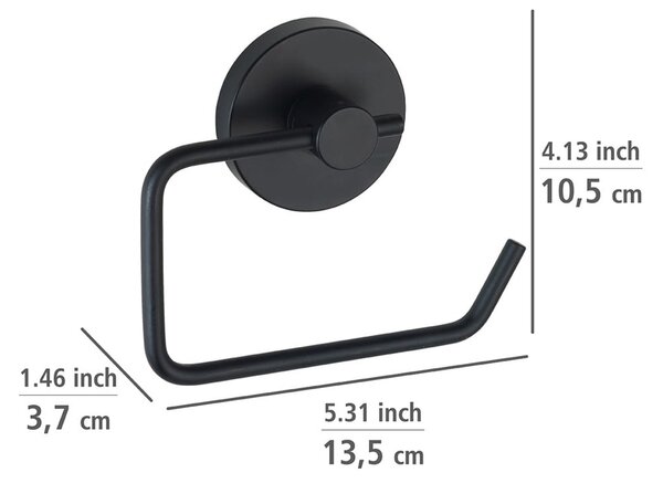 Crni držač za toalet papir Wenko Vacuum-Loc® Milazzo