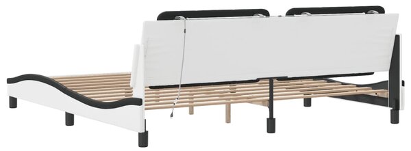 Okvir kreveta s LED-om bez madraca Zadar bijelo-crni 200 x 200 cm - Bijela / 200 x 200 cm
