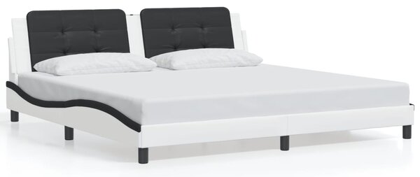 Okvir kreveta s LED-om bez madraca Zadar bijelo-crni 200 x 200 cm - Bijela / 200 x 200 cm