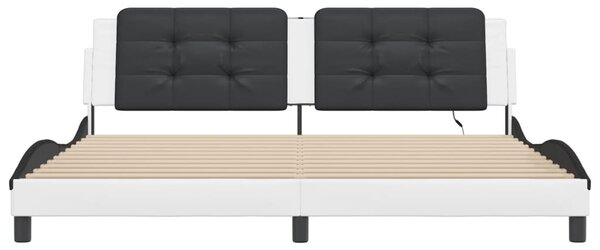 Okvir kreveta s LED-om bez madraca Zadar bijelo-crni 200 x 200 cm - Bijela / 200 x 200 cm