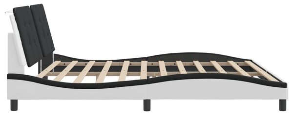 Okvir kreveta s LED-om bez madraca Zadar bijelo-crni 200 x 200 cm - Bijela / 200 x 200 cm